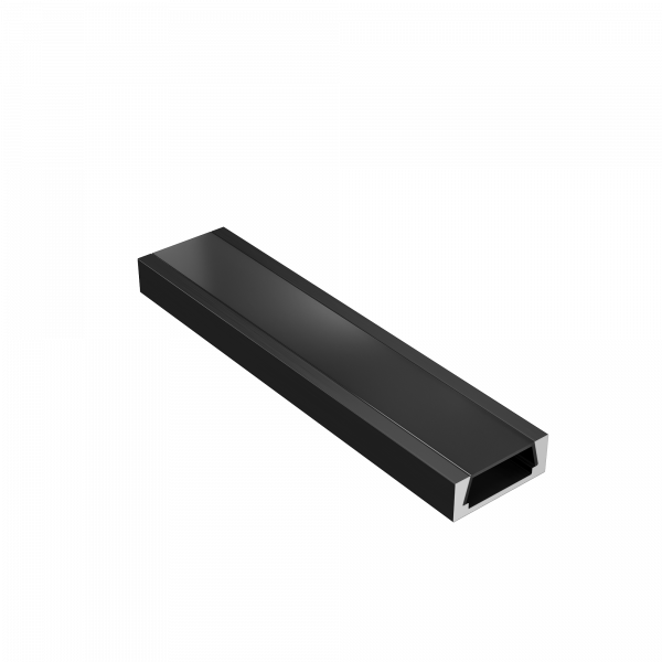 12131b_ch Geniled profile kit for overhead LED strip 16x6x2000 M16 Black with plugs and flat black diffuser 02